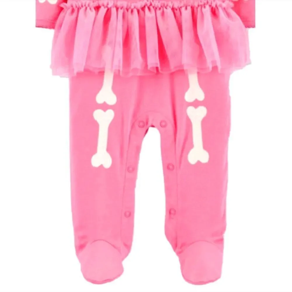 𝅺NWT PINK CANDY TUMMY SKELETON HALLOWEEN SLEEPER